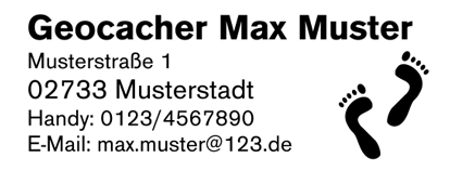 Geocachingstempel Motiv Fußspuren GRÜN BLAU